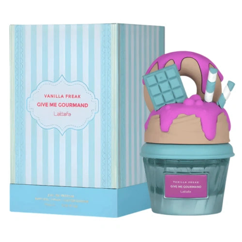 Vanilla Freak Give Me Gourmand Lattafa Eau de Parfum 75ml — frasco e embalagem
