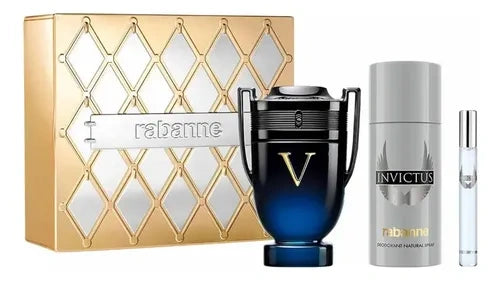 Kit Invictus Victory Elixir Paco Rabanne Parfum kit presente 3 peças