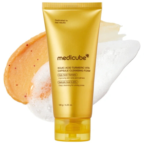 Medicube Kojic Acid Turmeric Vita Capsule Cleansing Foam, disponível na Now Parfum.
