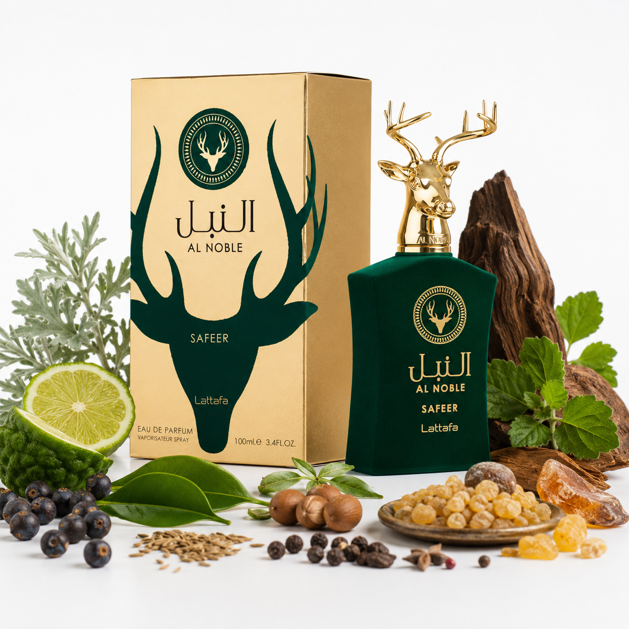 Al Noble Safeer — Lattafa — Com ingredientes da fragrância
