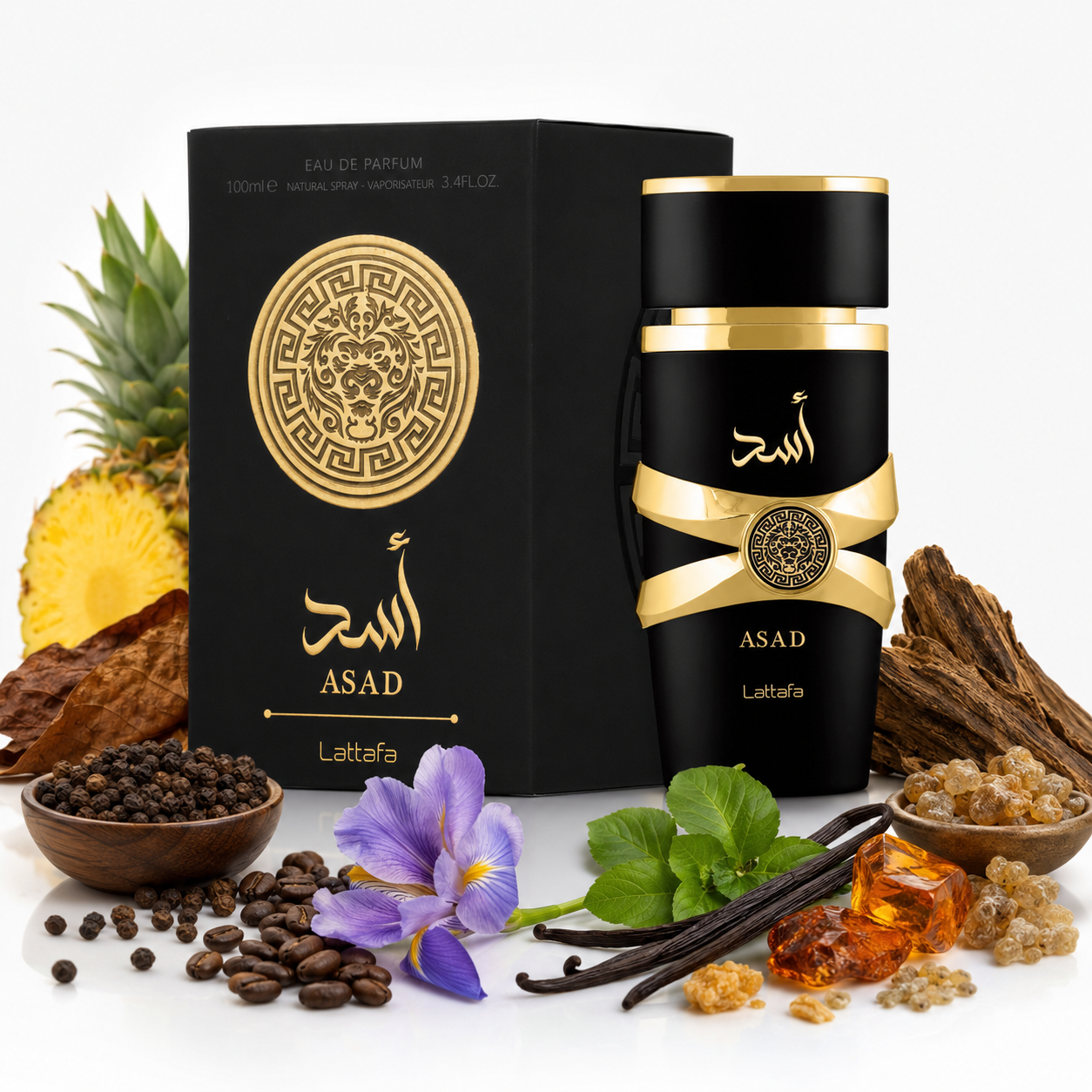 Asad — Lattafa — Com ingredientes da fragrância