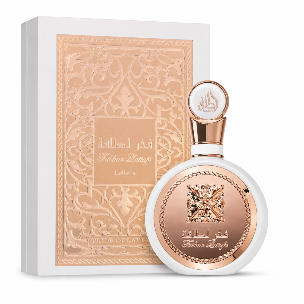 Fakhar Rose — Lattafa — Frasco e embalagem