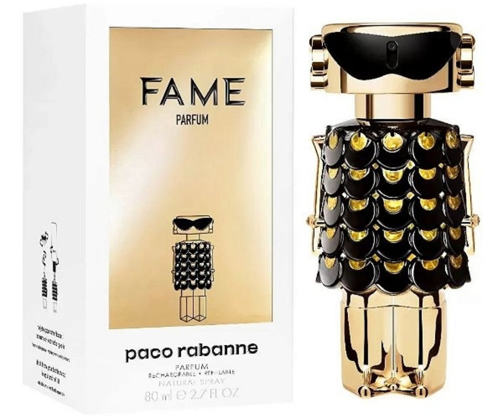 Frasco do perfume Fame Parfum da Paco Rabanne, disponível na Now Parfum.