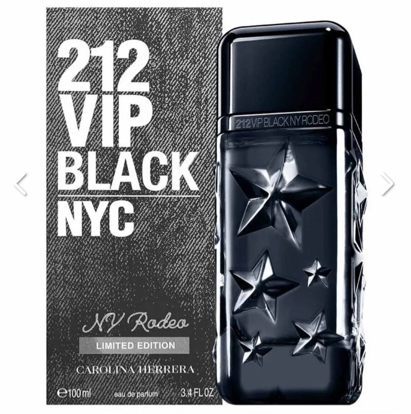 Frasco do perfume 212 VIP Black NY Rodeo da Carolina Herrera, disponível na Now Parfum.