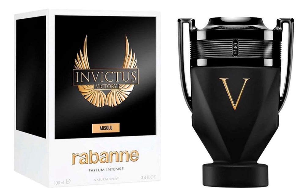 Frasco do perfume Invictus Victory Absolu da Paco Rabanne, disponível na Now Parfum.