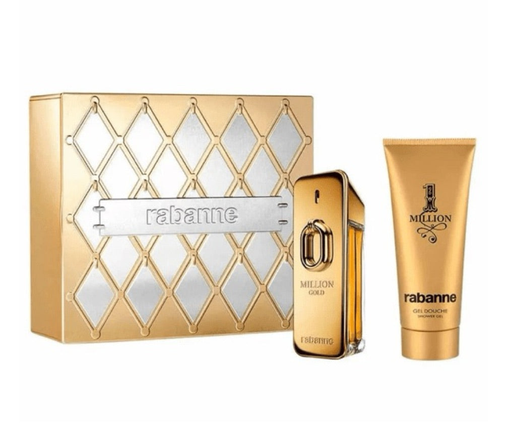 Kit Million Gold da Paco Rabanne com eau de parfum intense e gel de banho, disponível na Now Parfum.